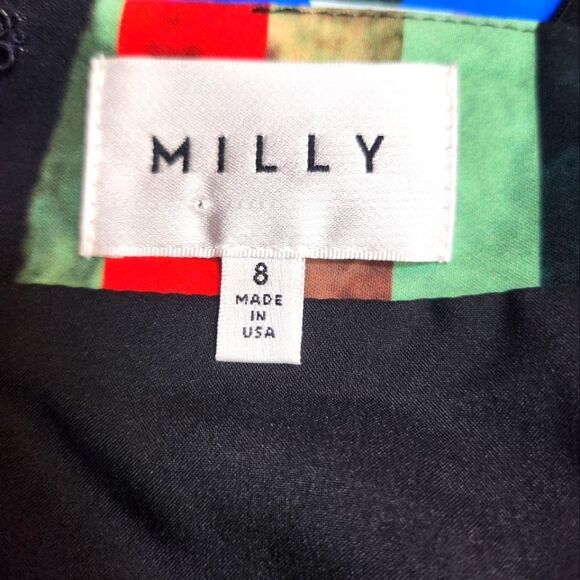 Milly Lorena Print Dress Sleeveless Knee Length Wide Straps Size 8 - Picture 10 of 11